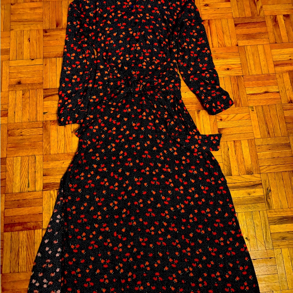 Floral Black and Red Women's Dress, Zara,  medium size